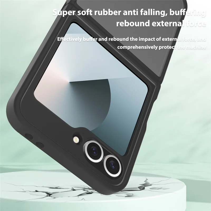 Translucent Case For Samsung Galaxy Z Flip6 5G  /  Flip7 FE 5G Anti-fingerprint Shockproof TPU PC Protective Cover - Black