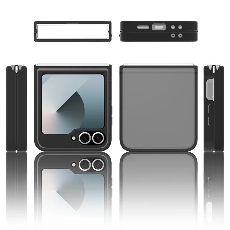 Translucent Case For Samsung Galaxy Z Flip6 5G  /  Flip7 FE 5G Anti-fingerprint Shockproof TPU PC Protective Cover - Black