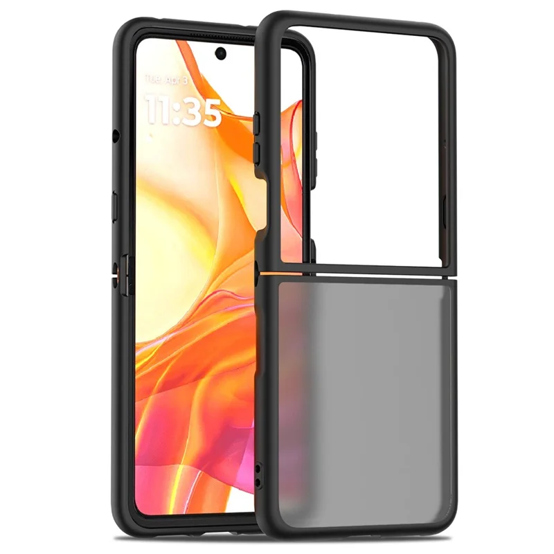 Translucent Case for Motorola Razr 70 Ultra / 60 Ultra 5G / Razr Ultra 2026 5G / 2025 5G Anti-fingerprint Shockproof TPU PC Protective Cover - Black