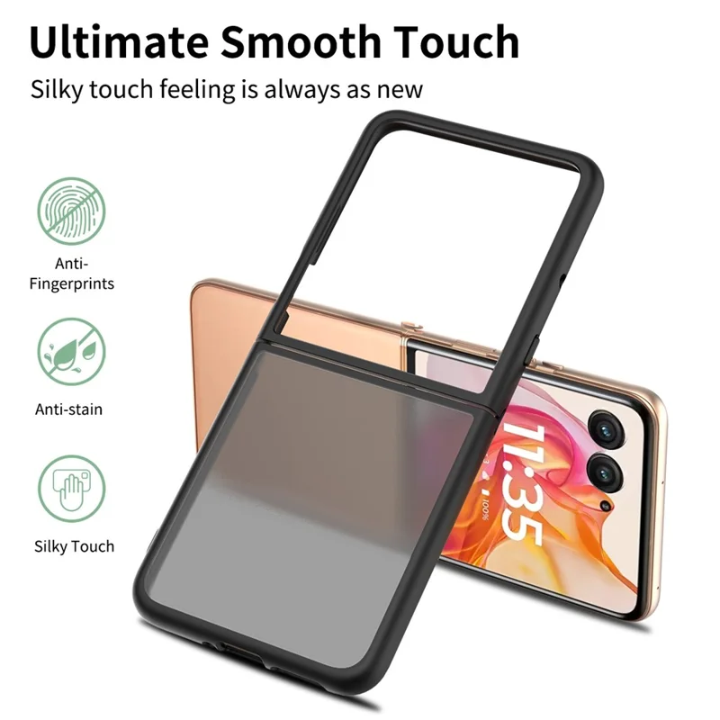 Translucent Case for Motorola Razr 70 Ultra / 60 Ultra 5G / Razr Ultra 2026 5G / 2025 5G Anti-fingerprint Shockproof TPU PC Protective Cover - Black