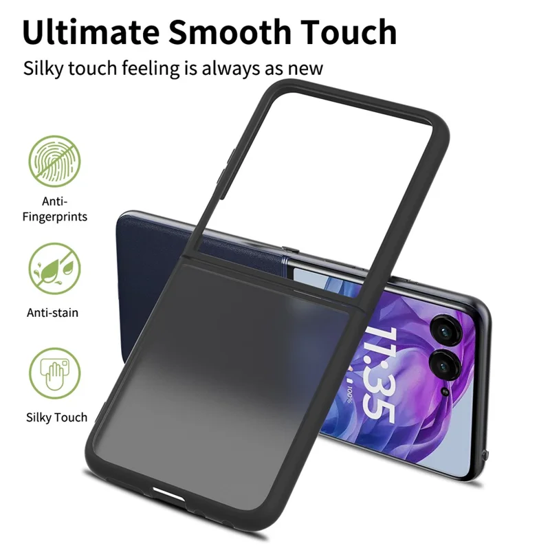 Coque translucide pour Motorola Razr 50 Ultra 5G, anti-empreintes, résistante aux chocs, housse de protection en TPU et PC - Noir