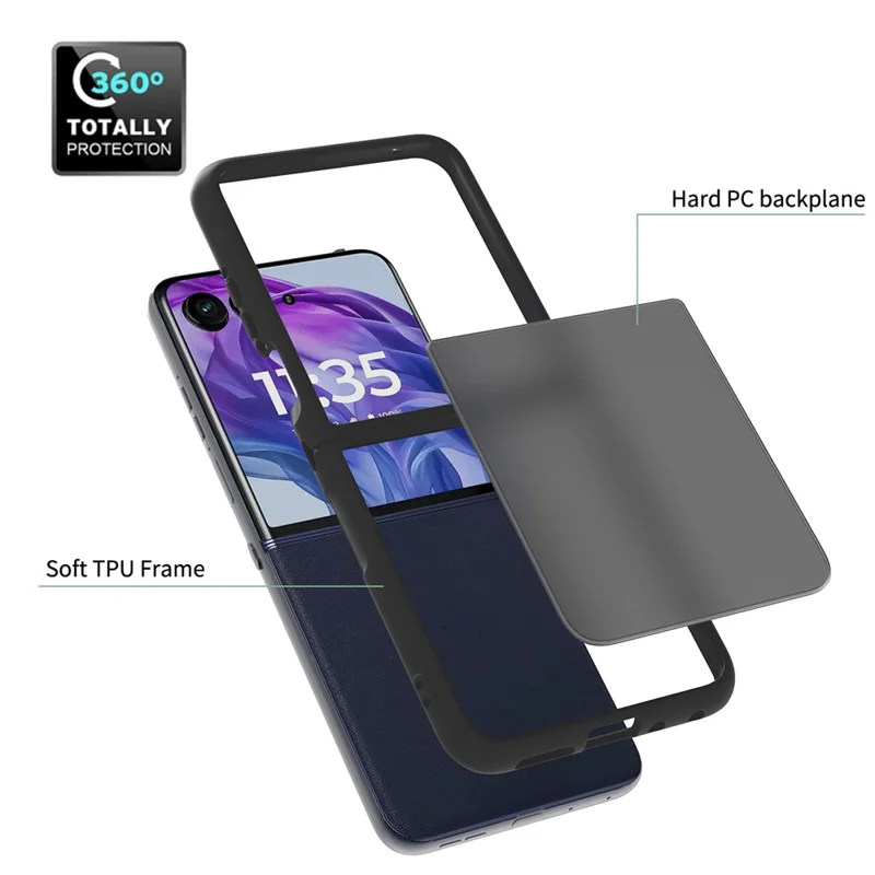 Coque translucide pour Motorola Razr 50 Ultra 5G, anti-empreintes, résistante aux chocs, housse de protection en TPU et PC - Noir