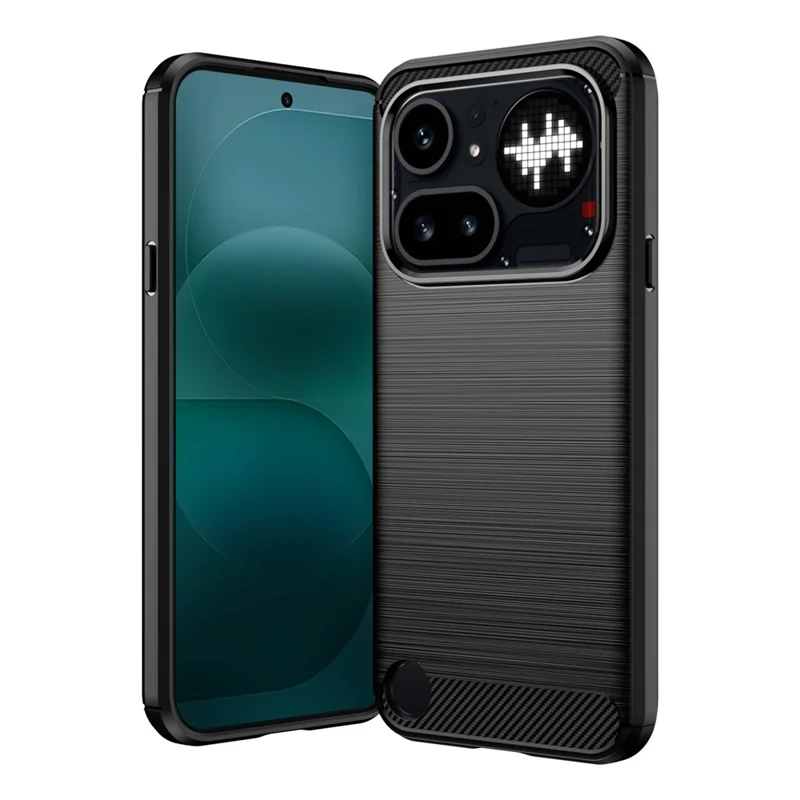 For Nothing Phone (4a) Pro TPU Case Protective Phone Cover Carbon Fiber Texture Brushed - Black