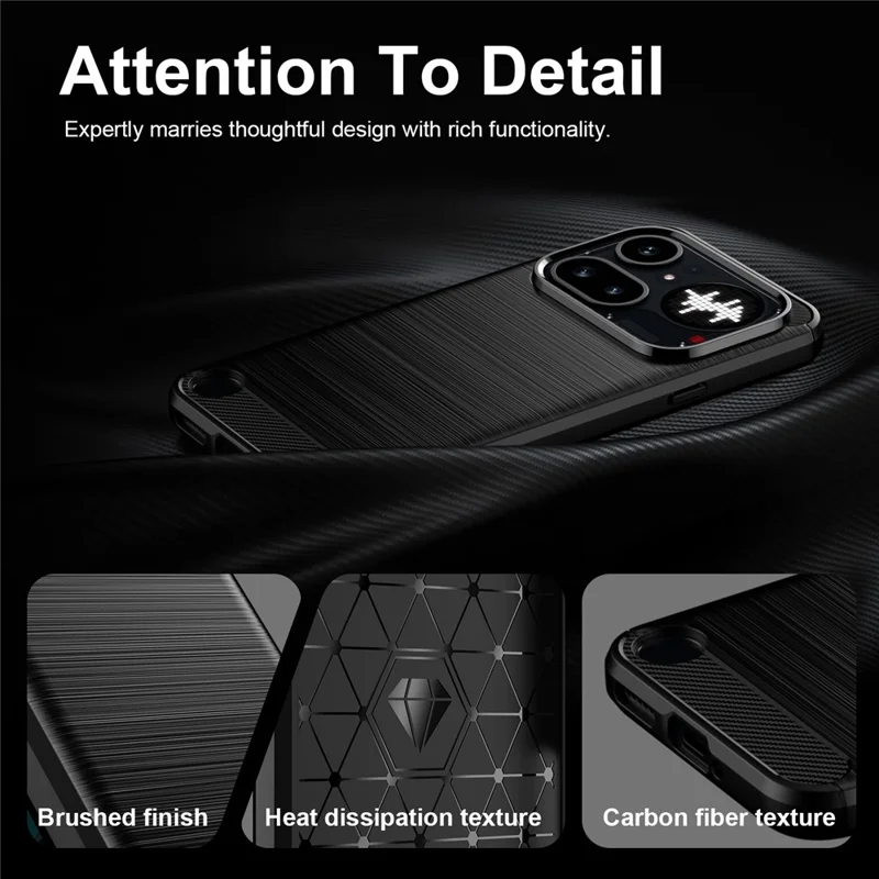 For Nothing Phone (4a) Pro TPU Case Protective Phone Cover Carbon Fiber Texture Brushed - Black