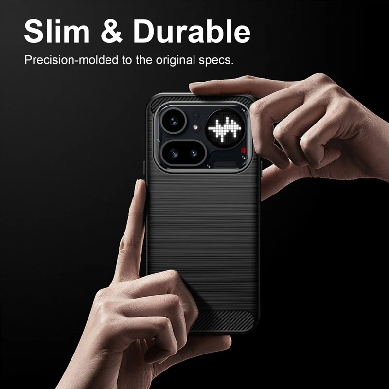 For Nothing Phone (4a) Pro TPU Case Protective Phone Cover Carbon Fiber Texture Brushed - Black