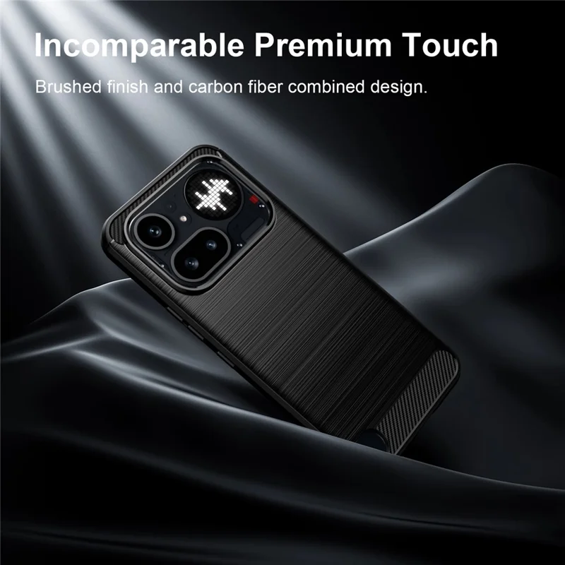 For Nothing Phone (4a) Pro TPU Case Protective Phone Cover Carbon Fiber Texture Brushed - Black