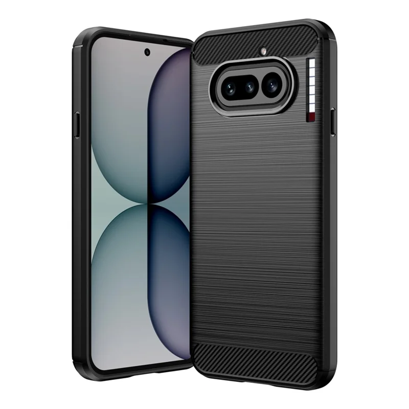 For Nothing Phone (4a) TPU Case Protective Phone Cover Carbon Fiber Texture Brushed - Black