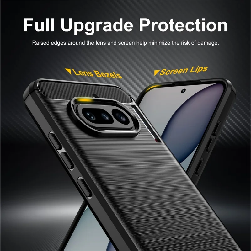 For Nothing Phone (4a) TPU Case Protective Phone Cover Carbon Fiber Texture Brushed - Black