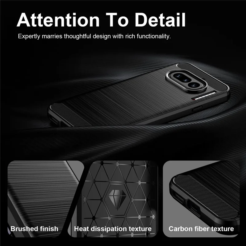 For Nothing Phone (4a) TPU Case Protective Phone Cover Carbon Fiber Texture Brushed - Black
