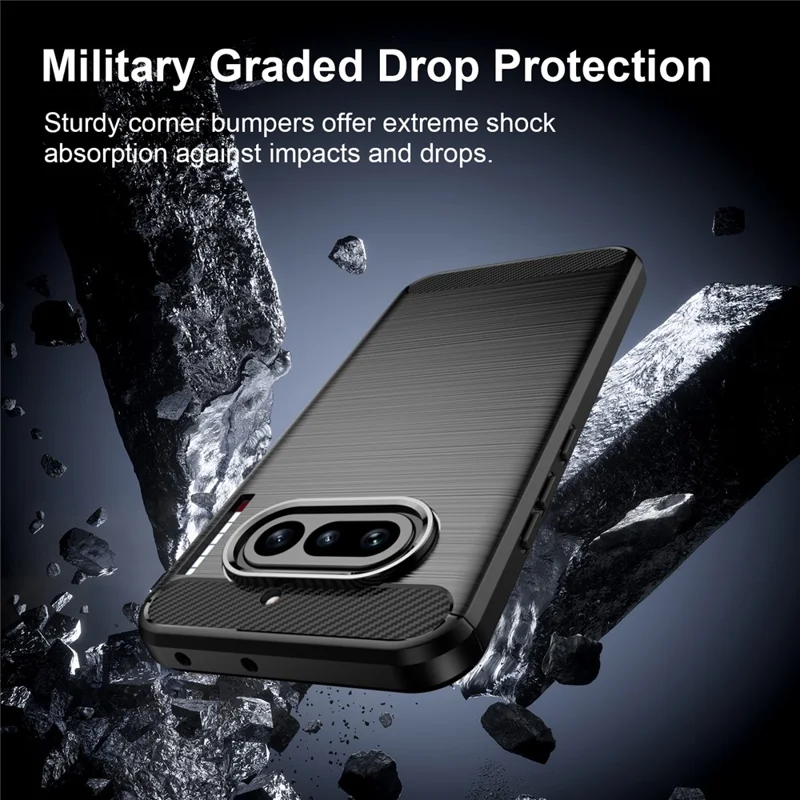 AMORUS For Nothing Phone (4a) Case Carbon Fiber Texture Brushed Protective Phone Cover - Black