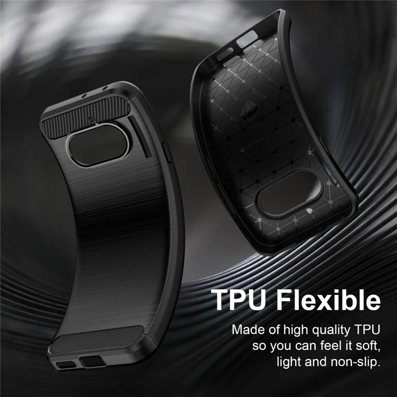 AMORUS For Nothing Phone (4a) Case Carbon Fiber Texture Brushed Protective Phone Cover - Black