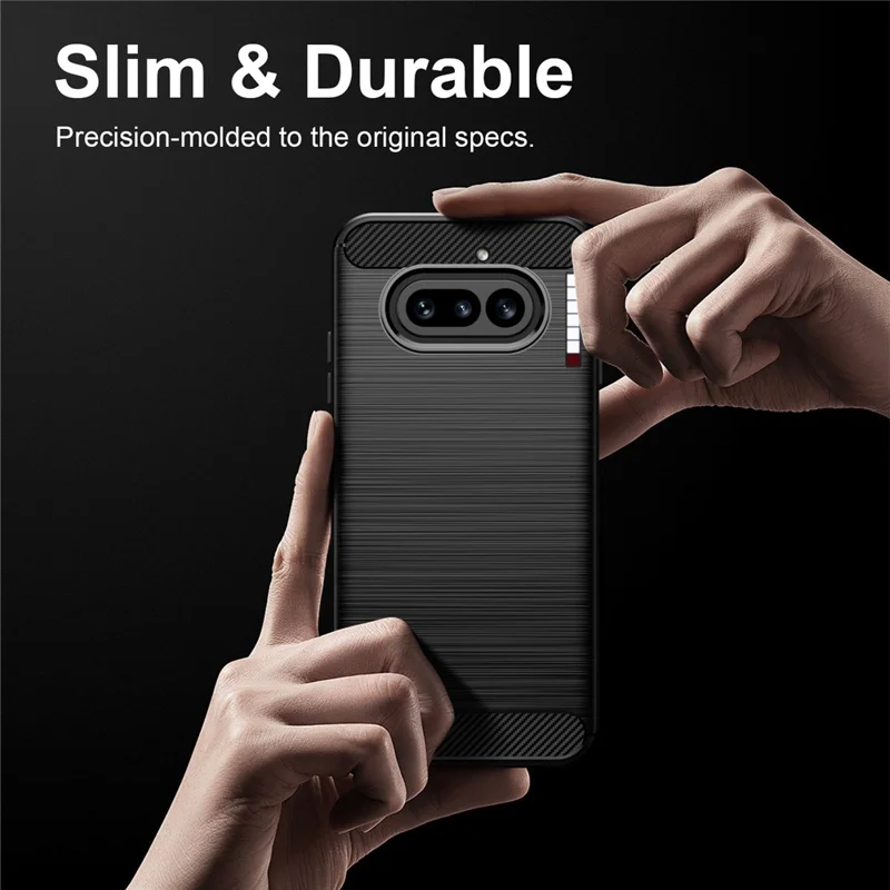 AMORUS For Nothing Phone (4a) Case Carbon Fiber Texture Brushed Protective Phone Cover - Black