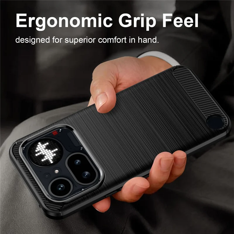 AMORUS For Nothing Phone (4a) Pro Case Carbon Fiber Texture Brushed Protective Phone Cover - Black