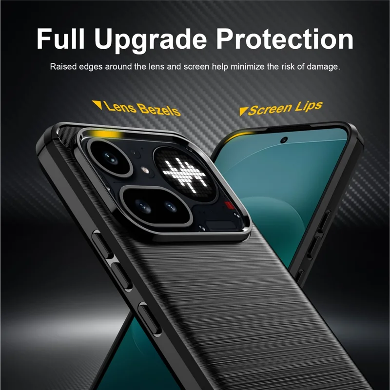 AMORUS For Nothing Phone (4a) Pro Case Carbon Fiber Texture Brushed Protective Phone Cover - Black