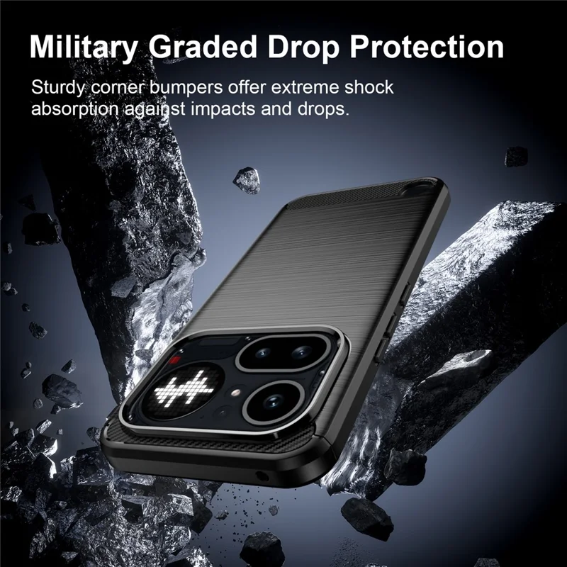 AMORUS For Nothing Phone (4a) Pro Case Carbon Fiber Texture Brushed Protective Phone Cover - Black