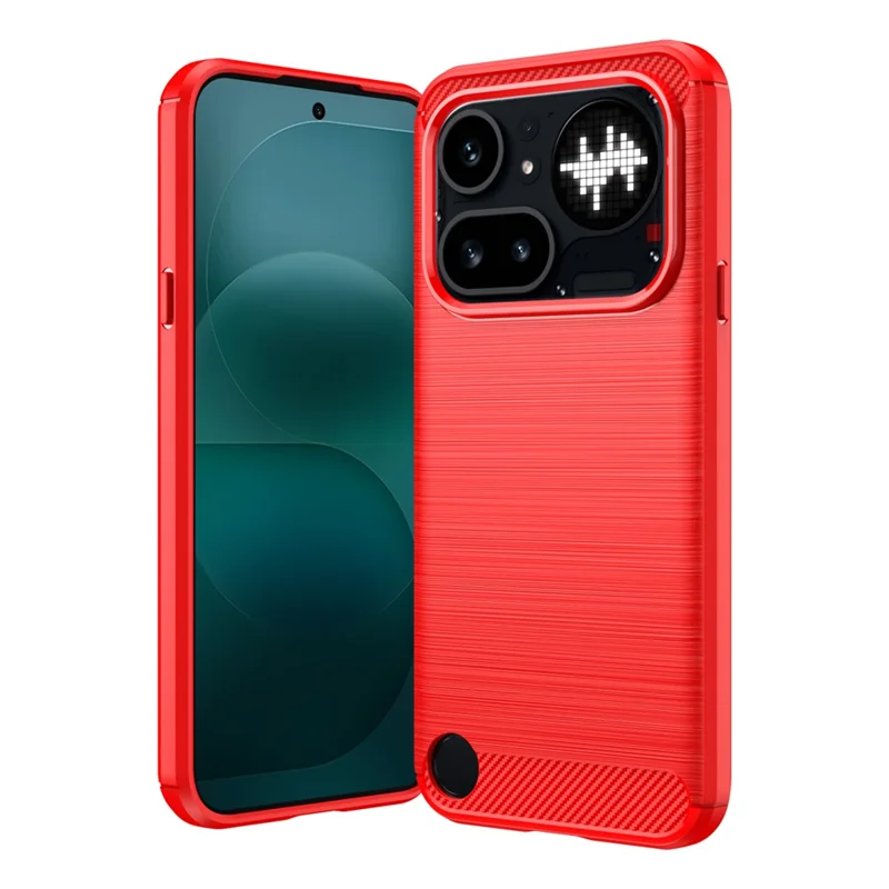 AMORUS For Nothing Phone (4a) Pro Case Carbon Fiber Texture Brushed Protective Phone Cover - Red