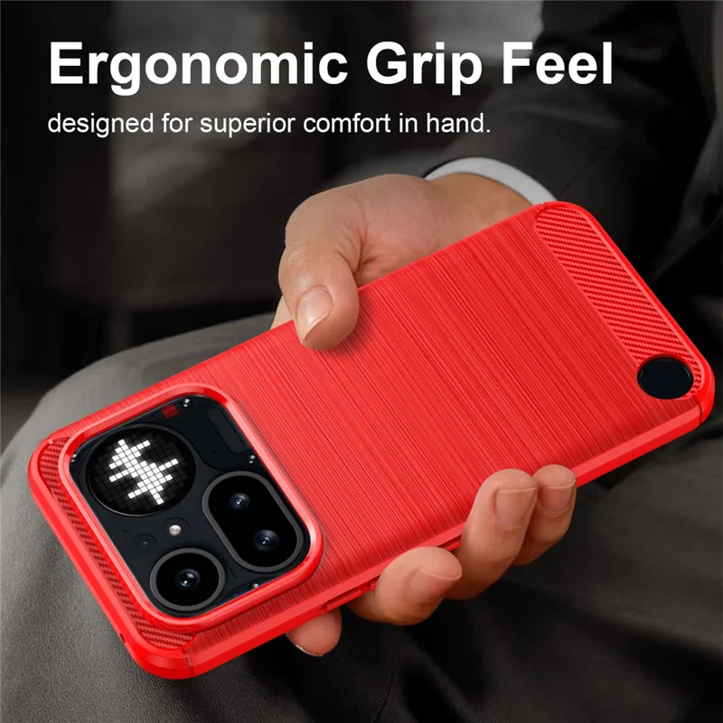 AMORUS For Nothing Phone (4a) Pro Case Carbon Fiber Texture Brushed Protective Phone Cover - Red