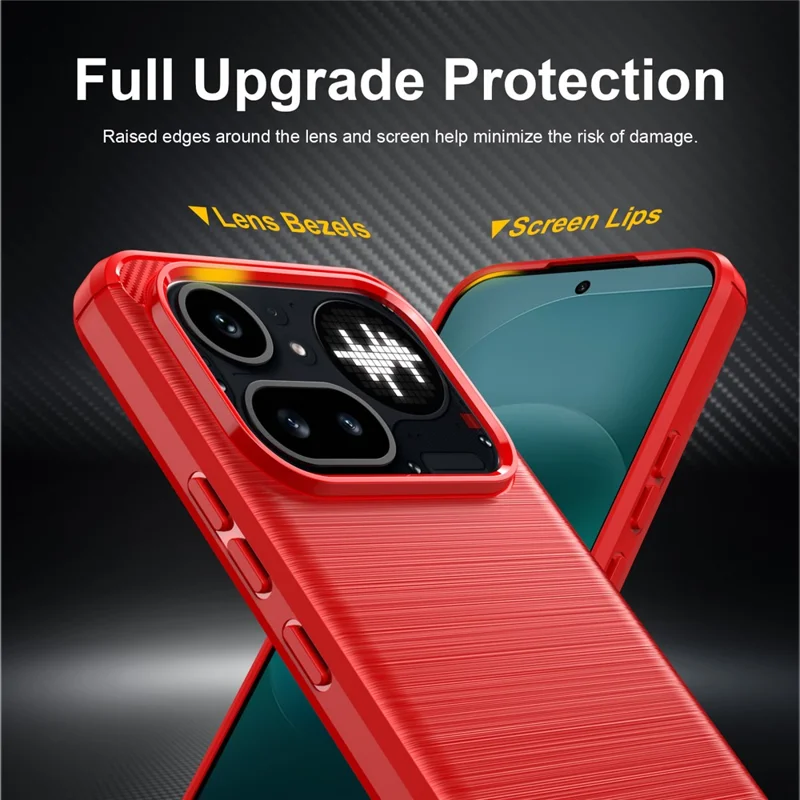 AMORUS For Nothing Phone (4a) Pro Case Carbon Fiber Texture Brushed Protective Phone Cover - Red