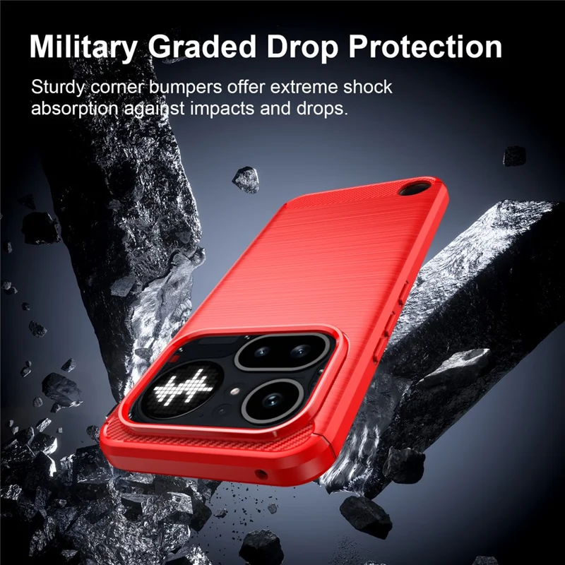 AMORUS For Nothing Phone (4a) Pro Case Carbon Fiber Texture Brushed Protective Phone Cover - Red