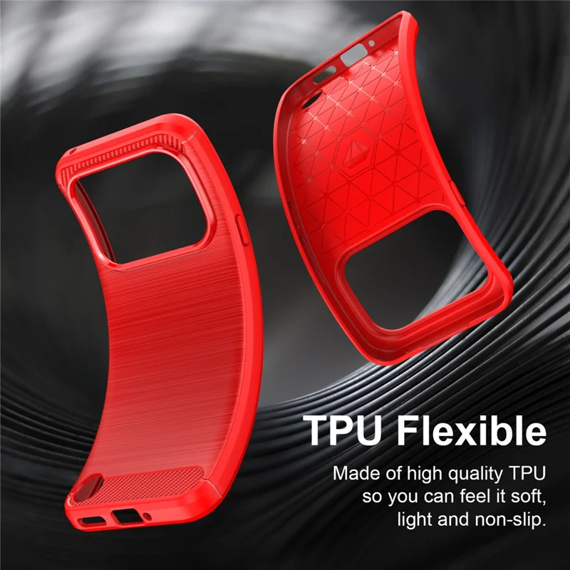 AMORUS For Nothing Phone (4a) Pro Case Carbon Fiber Texture Brushed Protective Phone Cover - Red