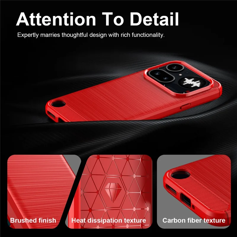 AMORUS For Nothing Phone (4a) Pro Case Carbon Fiber Texture Brushed Protective Phone Cover - Red
