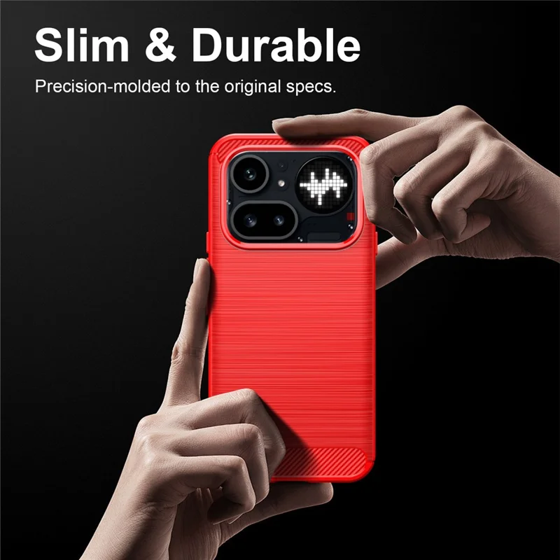 AMORUS For Nothing Phone (4a) Pro Case Carbon Fiber Texture Brushed Protective Phone Cover - Red