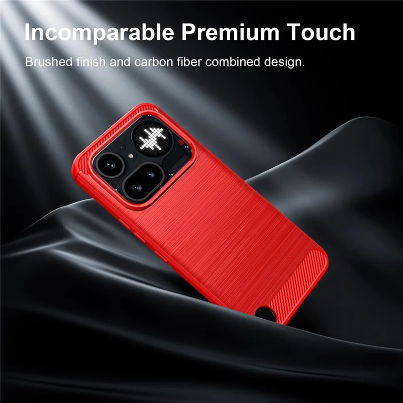 AMORUS For Nothing Phone (4a) Pro Case Carbon Fiber Texture Brushed Protective Phone Cover - Red