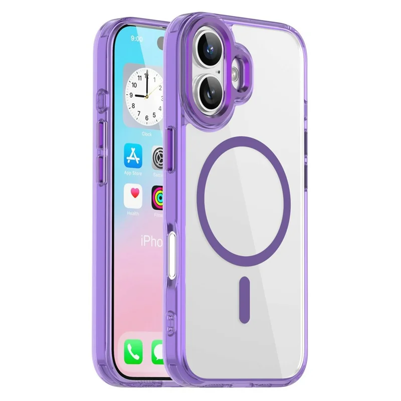 Bulk Purchasing for iPhone 16 Plus Magnetic Case PC TPU Phone Protective Cover Compatible with MagSafe - Purple
