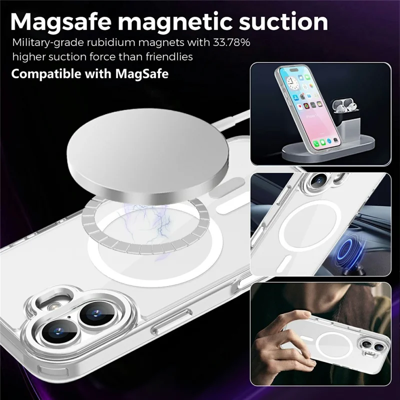 Bulk Purchasing for iPhone 16 Plus Magnetic Case PC TPU Phone Protective Cover Compatible with MagSafe - Purple