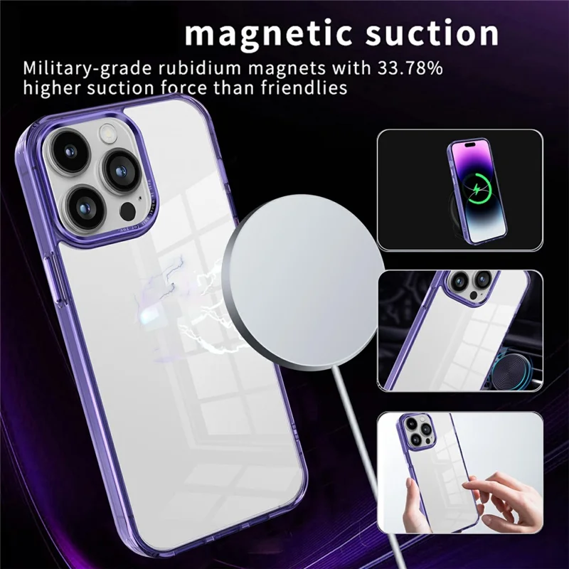 Bulk Purchasing for iPhone 14 Pro Magnetic Case PC TPU Phone Protective Cover Compatible with MagSafe - Grey