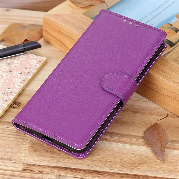 Shockproof Phone Case for Nokia X30 5G, Wallet Stand Litchi Texture PU Leather Phone Flip Cover - Purple