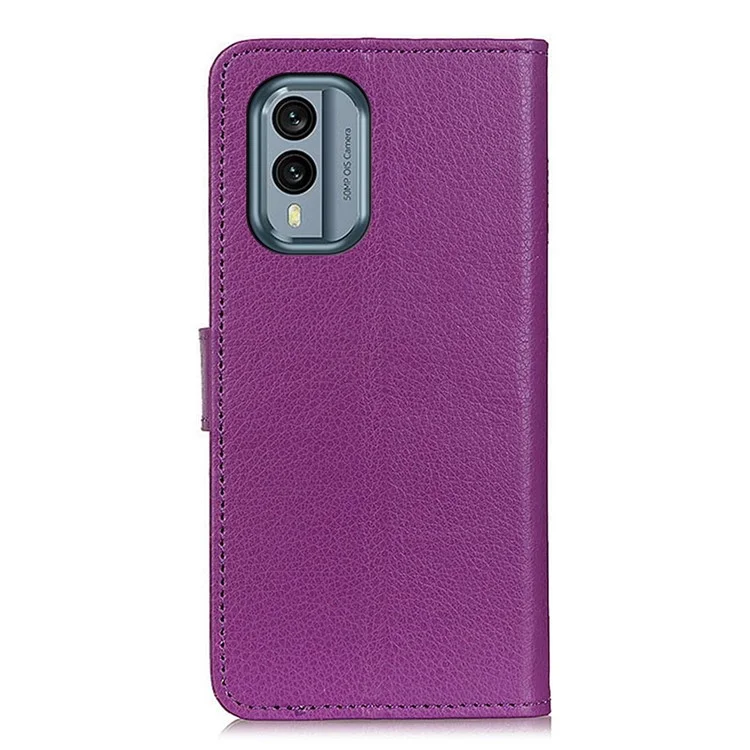 Shockproof Phone Case for Nokia X30 5G, Wallet Stand Litchi Texture PU Leather Phone Flip Cover - Purple