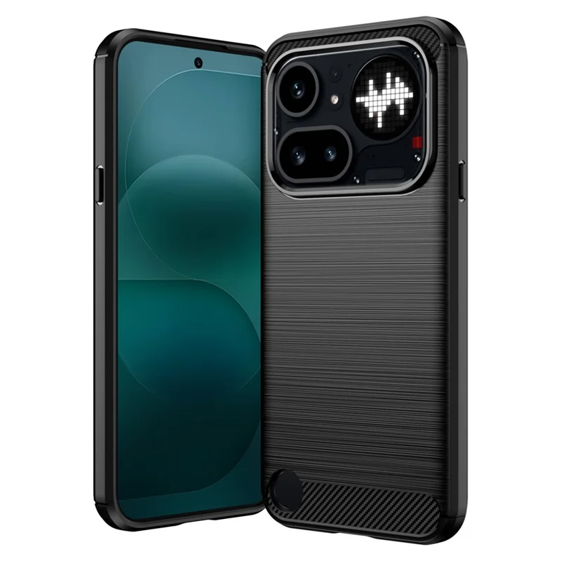 AMORUS For Nothing Phone (4a) Pro Case Carbon Fiber Texture Brushed Protective Phone Cover - Black