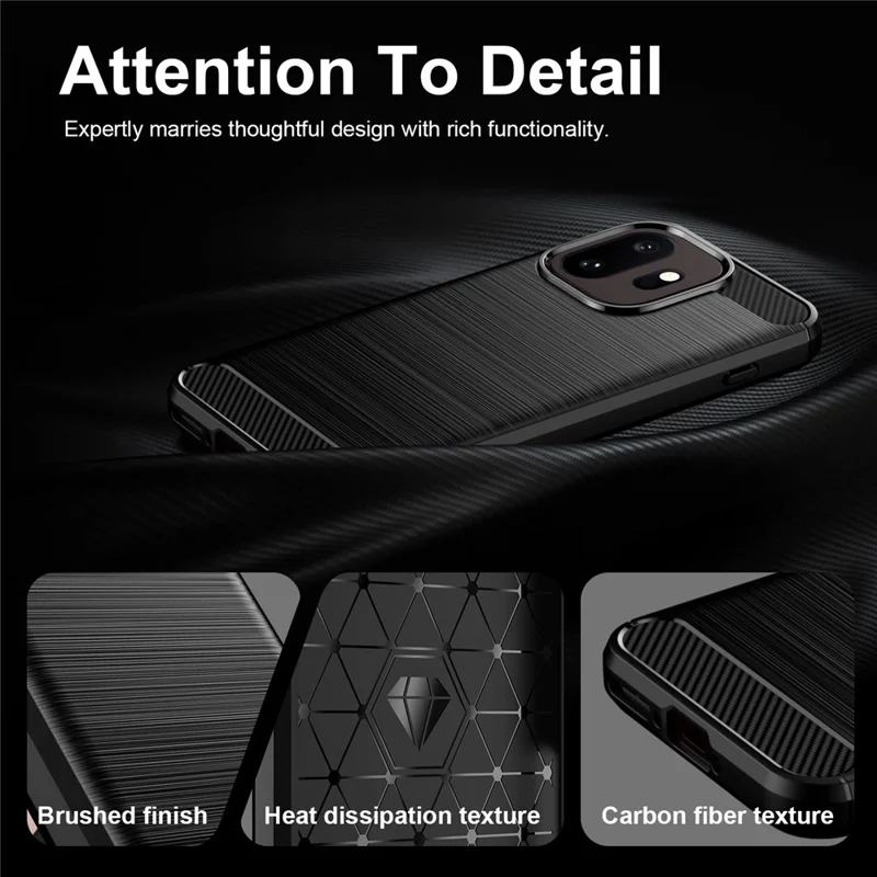 For OnePlus 15T 5G TPU Case Protective Phone Cover Carbon Fiber Texture Brushed - Black