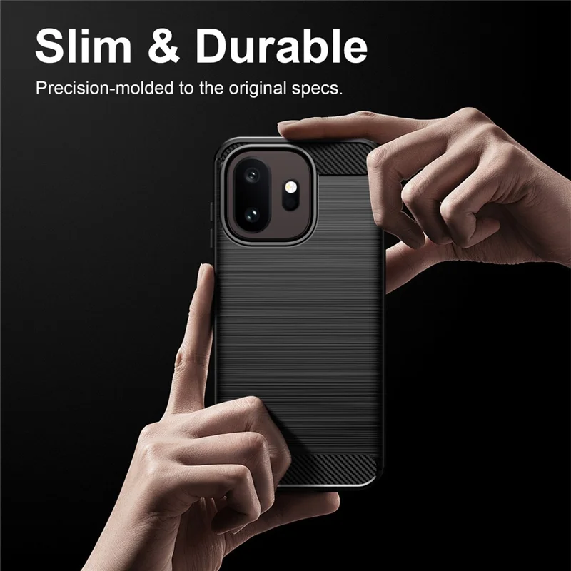 For OnePlus 15T 5G TPU Case Protective Phone Cover Carbon Fiber Texture Brushed - Black