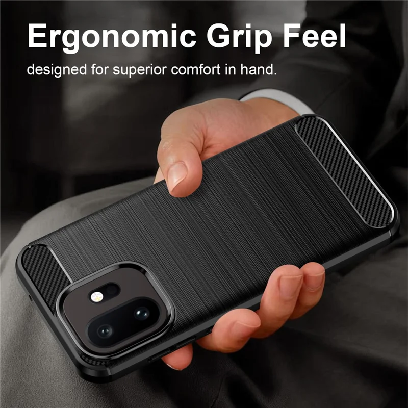 AMORUS For OnePlus 15T 5G Case Carbon Fiber Texture Brushed Protective Phone Cover - Black