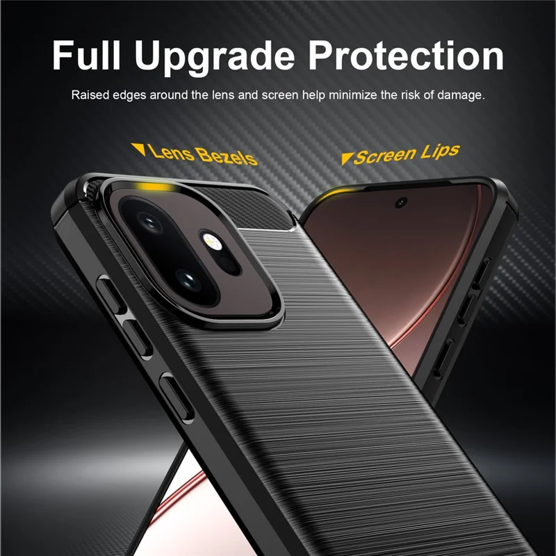 AMORUS For OnePlus 15T 5G Case Carbon Fiber Texture Brushed Protective Phone Cover - Black