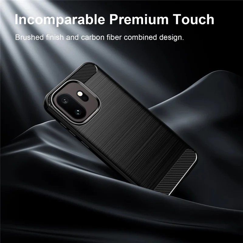 AMORUS For OnePlus 15T 5G Case Carbon Fiber Texture Brushed Protective Phone Cover - Black