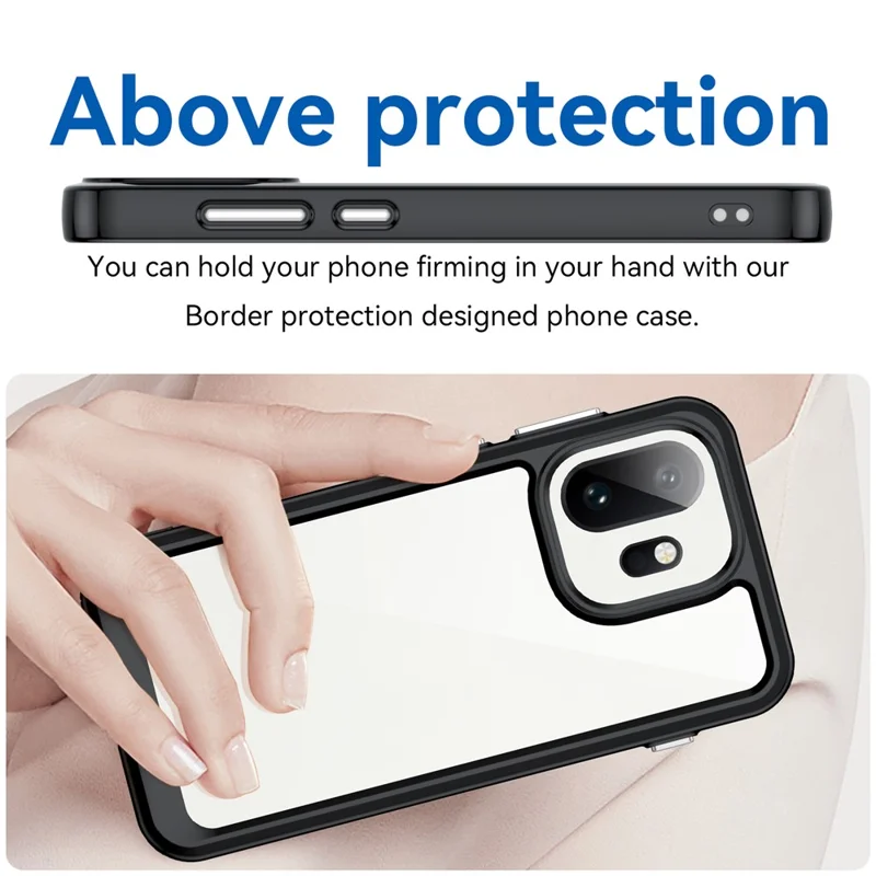 For OnePlus 15T 5G Phone Case TPU + Acrylic Protective Clear Phone Cover - Black