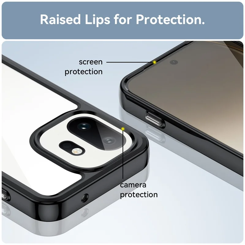 For OnePlus 15T 5G Phone Case TPU + Acrylic Protective Clear Phone Cover - Black