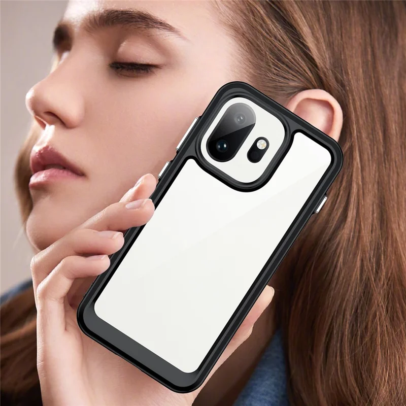 For OnePlus 15T 5G Phone Case TPU + Acrylic Protective Clear Phone Cover - Black