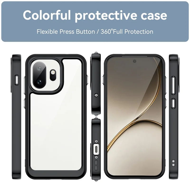 For OnePlus 15T 5G Phone Case TPU + Acrylic Protective Clear Phone Cover - Black