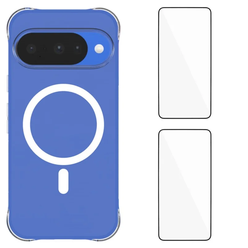 WANLONFENG WL1 Series For Google Pixel 11 2.0mm Magnetic Case Big Lens Hole Clear TPU Phone Back Cover with 2Pcs Screen Films - Transparent
