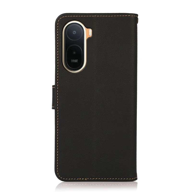 KHAZNEH per Xiaomi Redmi A7 Pro 4G / Poco C85x 5G Custodia in Vera Pelle di Mucca con Portafoglio RFID Blocking - Nero