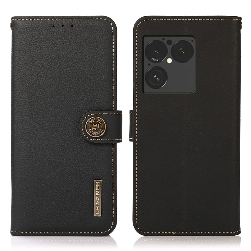 KHAZNEH til Sony Xperia 1 VIII Taskase i ægte kuulæder med RFID-beskyttelse, wallet hylster - Sort