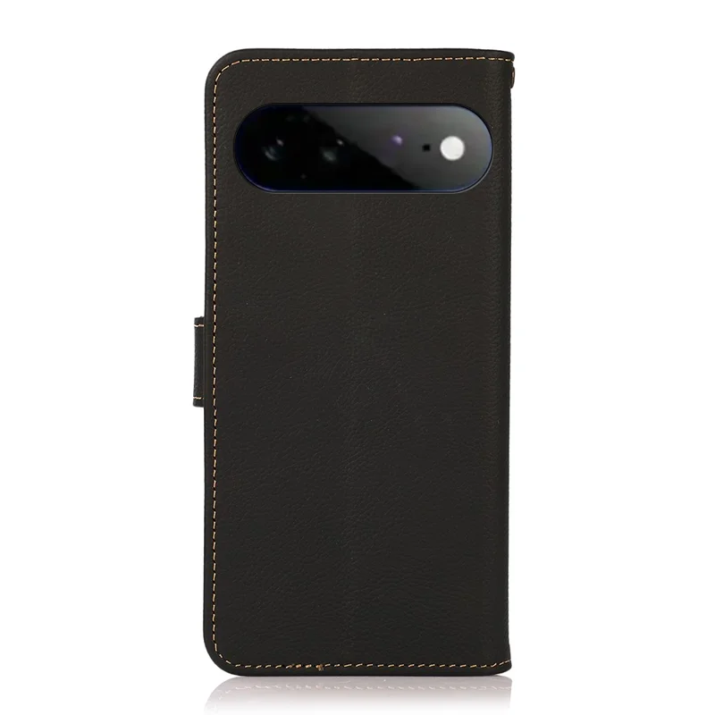 KHAZNEH para Google Pixel 11 Pro XL Capa em Couro Genuíno de Vaca Capa Carteira com Proteção RFID - Preto