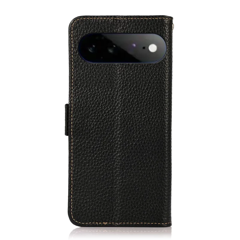 KHAZNEH per Google Pixel 11 Pro XL Custodia in Vera Pelle di Mucca con Texture Lichia Protezione RFID - Nero