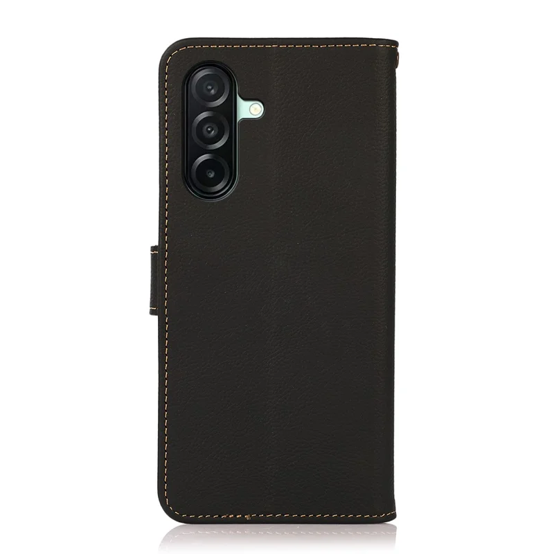 KHAZNEH für Samsung Galaxy A27 Tasche aus echtem Rindsleder mit RFID-Schutz, Brieftaschen-Handyhülle - Schwarz