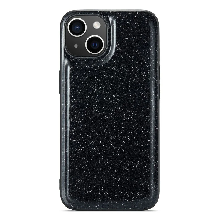 DG.MING M3 Series Magnetic Phone Cover For iPhone 13 6.1 inch Anti-drop 2-in-1 Detachable Glittery Zippered Wallet Phone Case Kickstand - Black