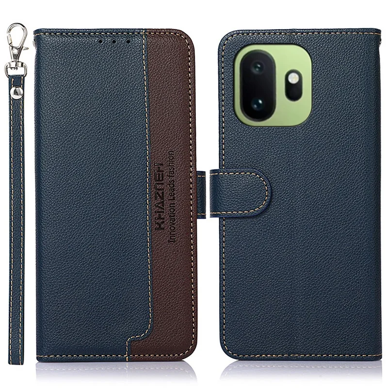 KHAZNEH Für OnePlus 15T 5G Hülle RFID-Schutz Geldbörse Leder-Optik PU-Leder Handyhülle mit Strap - Blau